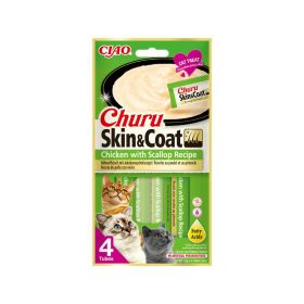 Churu poslastica za mačke Skin&Coat piletina s aromom školjki 4x14 g